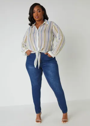 Tie Front Striped Shirt