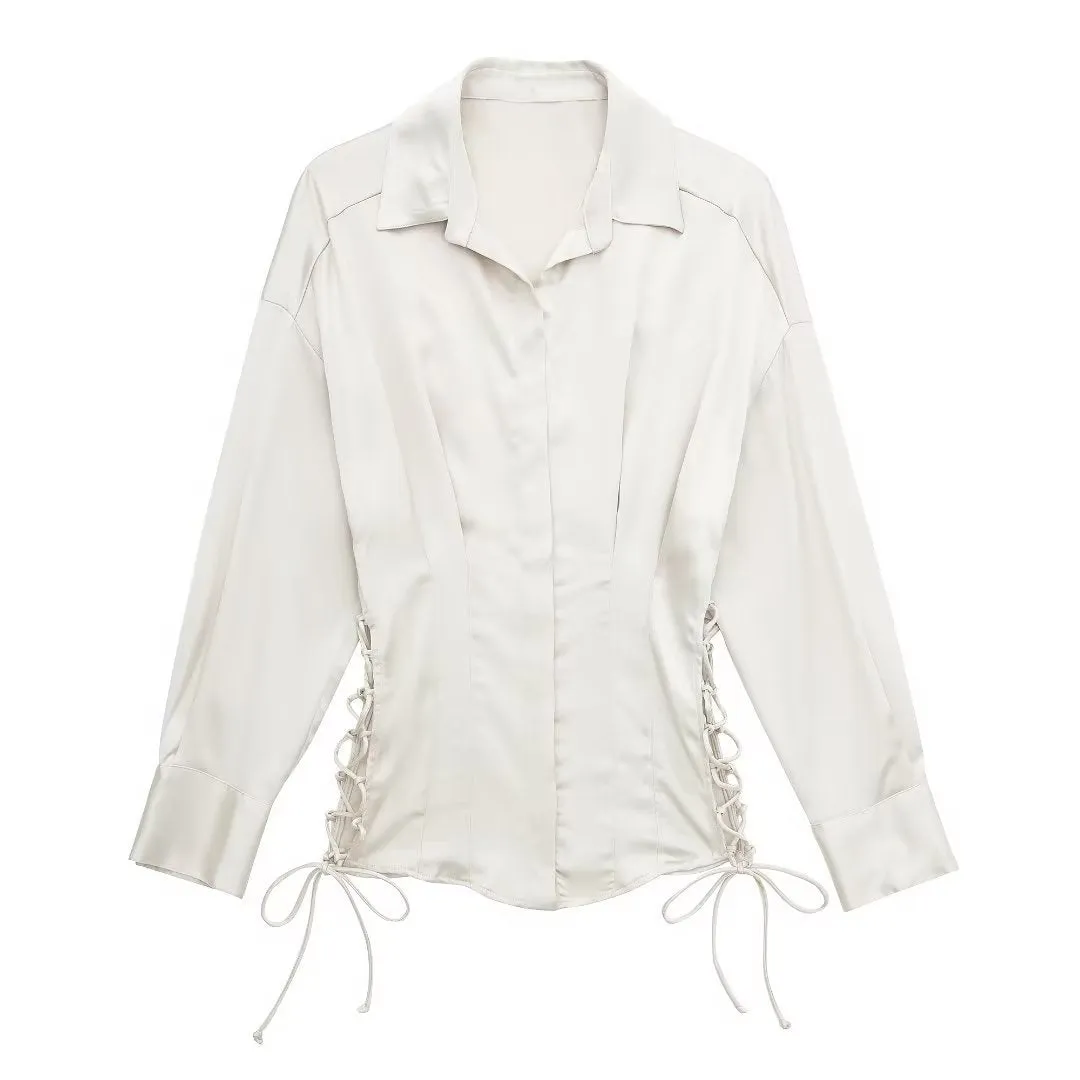 Tied Sides Collared Blouse