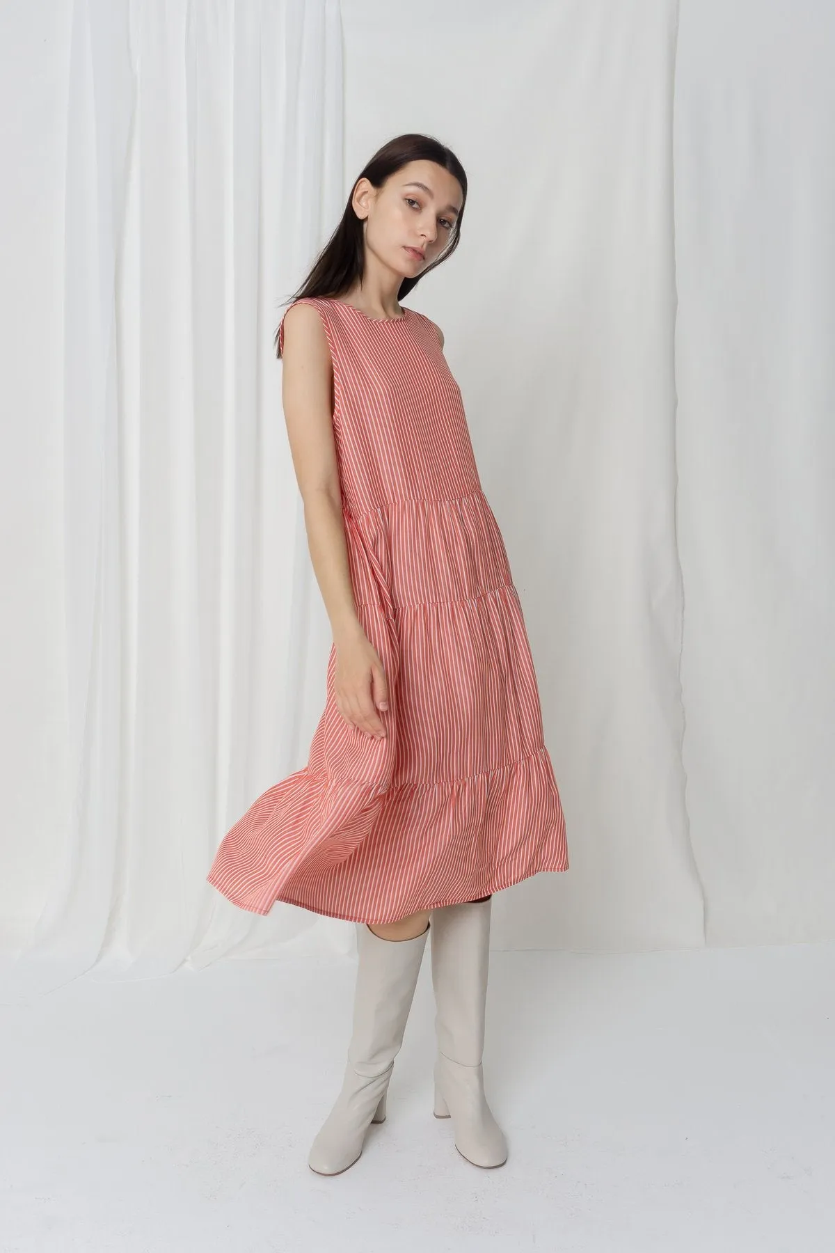 Tilda Dress (Afterglow Red Stripe)