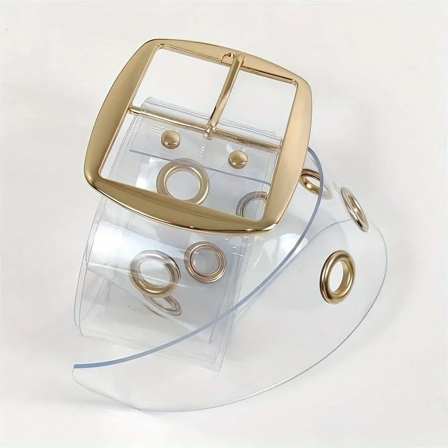 Transparent PVC Belt with Square Buckle Y2K Style