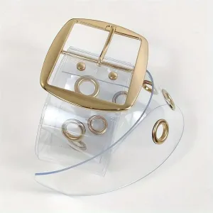 Transparent PVC Belt with Square Buckle Y2K Style