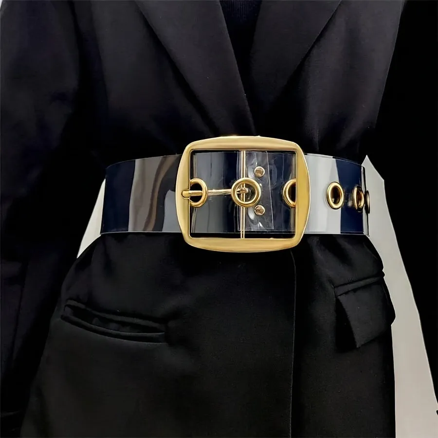 Transparent PVC Belt with Square Buckle Y2K Style