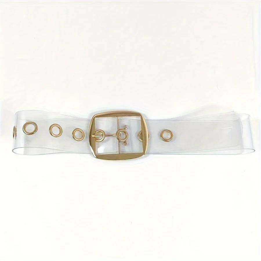 Transparent PVC Belt with Square Buckle Y2K Style