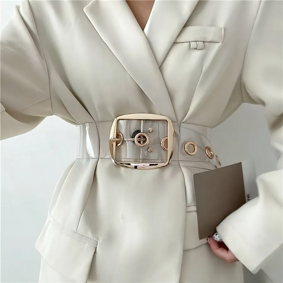 Transparent PVC Belt with Square Buckle Y2K Style