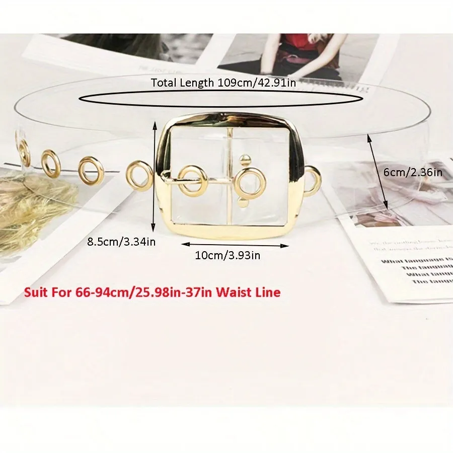 Transparent PVC Belt with Square Buckle Y2K Style