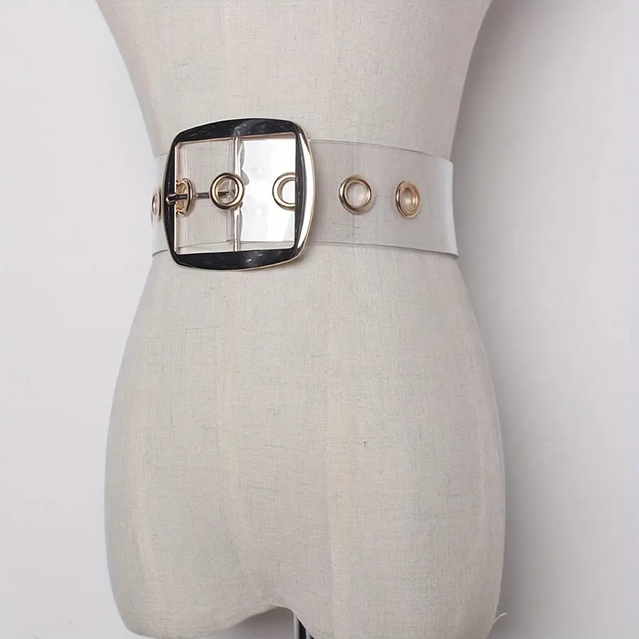 Transparent PVC Belt with Square Buckle Y2K Style
