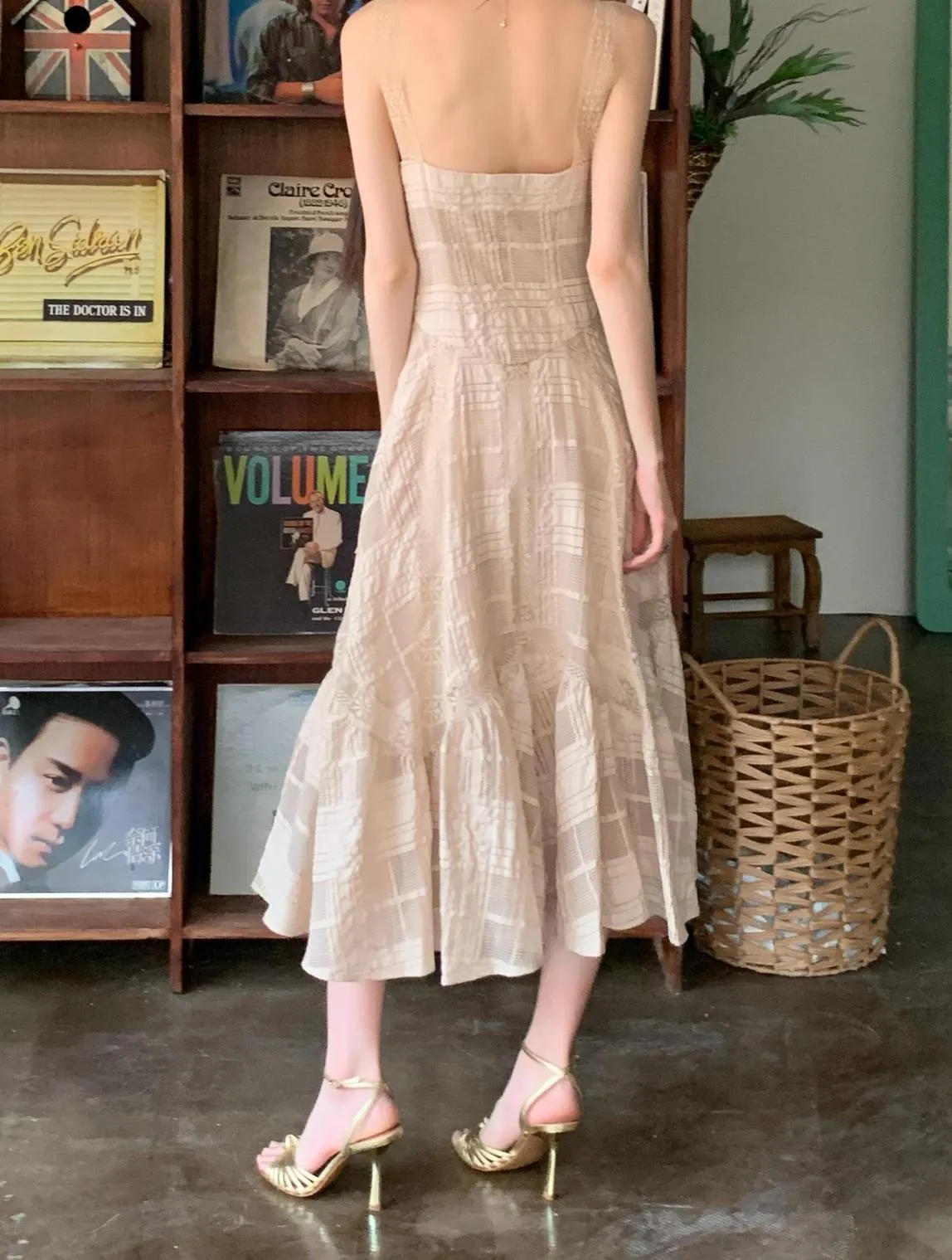 Trendy Cutout Sundress in Embossed Lace for Women