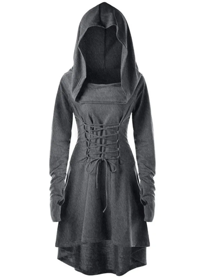 Trendy Long Sleeve Solid Color Hooded Dresses