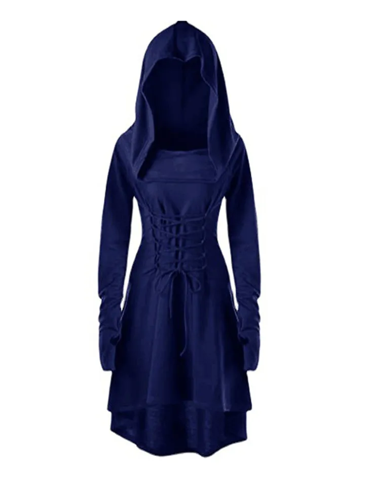 Trendy Long Sleeve Solid Color Hooded Dresses