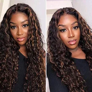Trendy Wig Wet and Wavy Kinky Brown on Black Ombre Heat Resistant Natural Human Hair Feel Synthetic Wig 26 Inches  /- Free Shipping Included