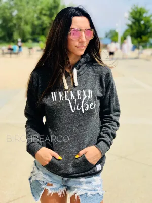 Triblend Fleece Pullover Hoodie Weekend Vibes Hoodie - Weekend Hoodie - Weekend Quote - Weekend Shirt - Weekend Sweatshirt