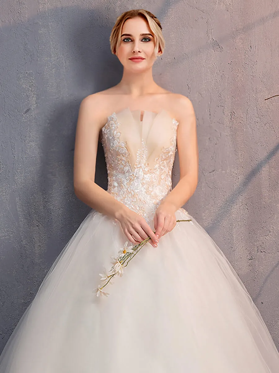 Tulip Tulle Sleeveless Elegant Bridal Gown