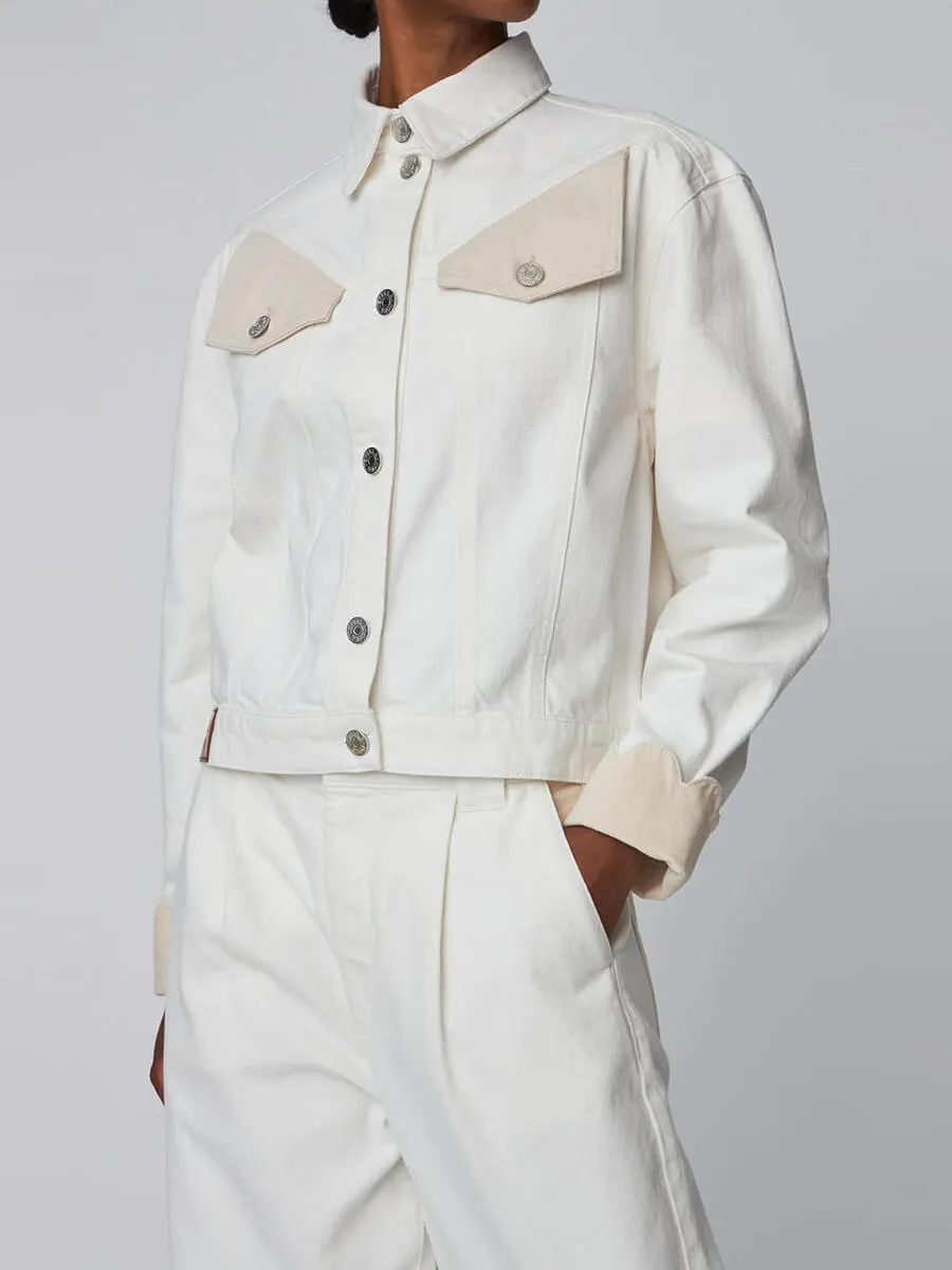 Two Toned Cotton Jacket - Denim Moon Wash