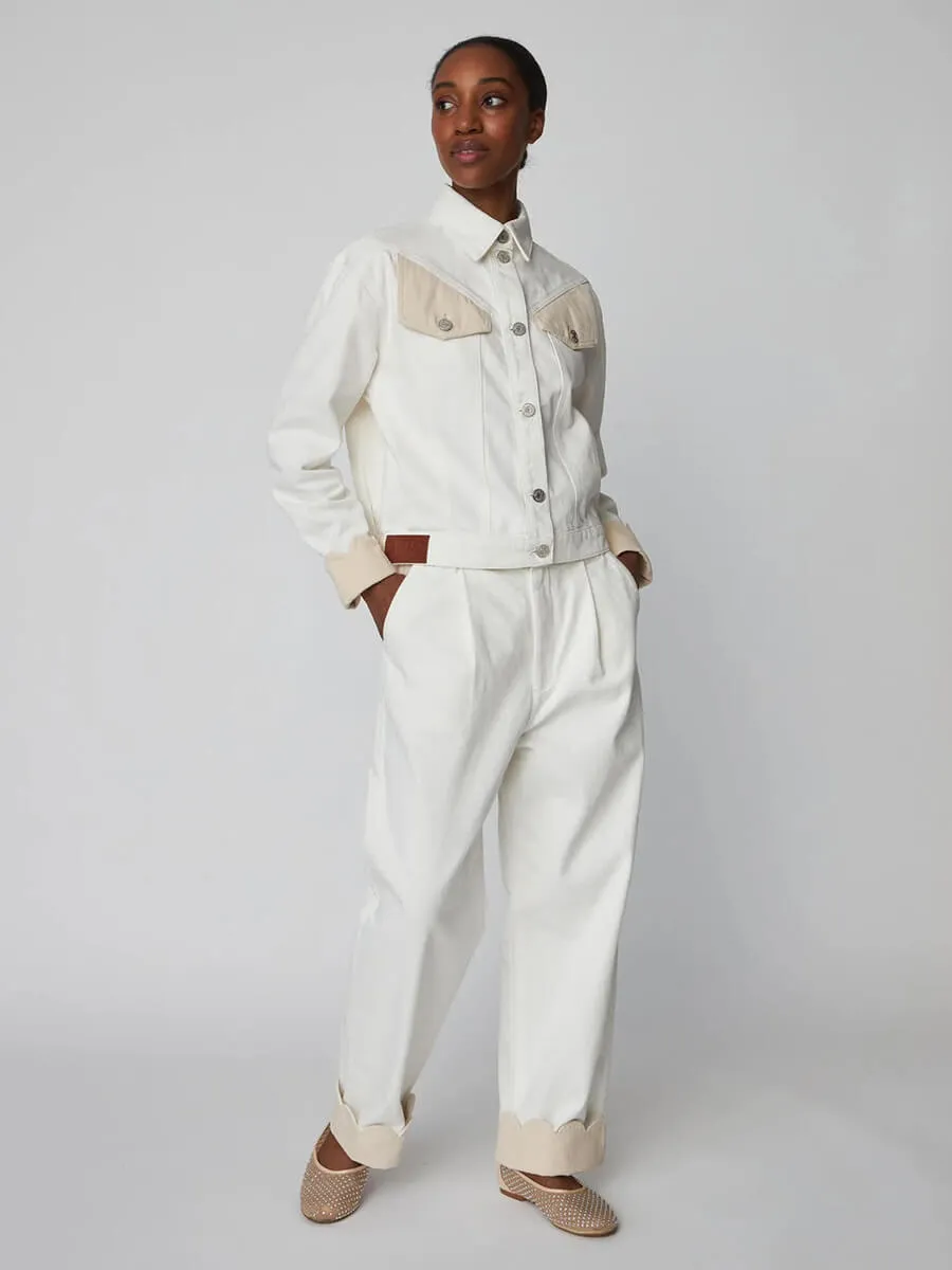 Two Toned Cotton Jacket - Denim Moon Wash