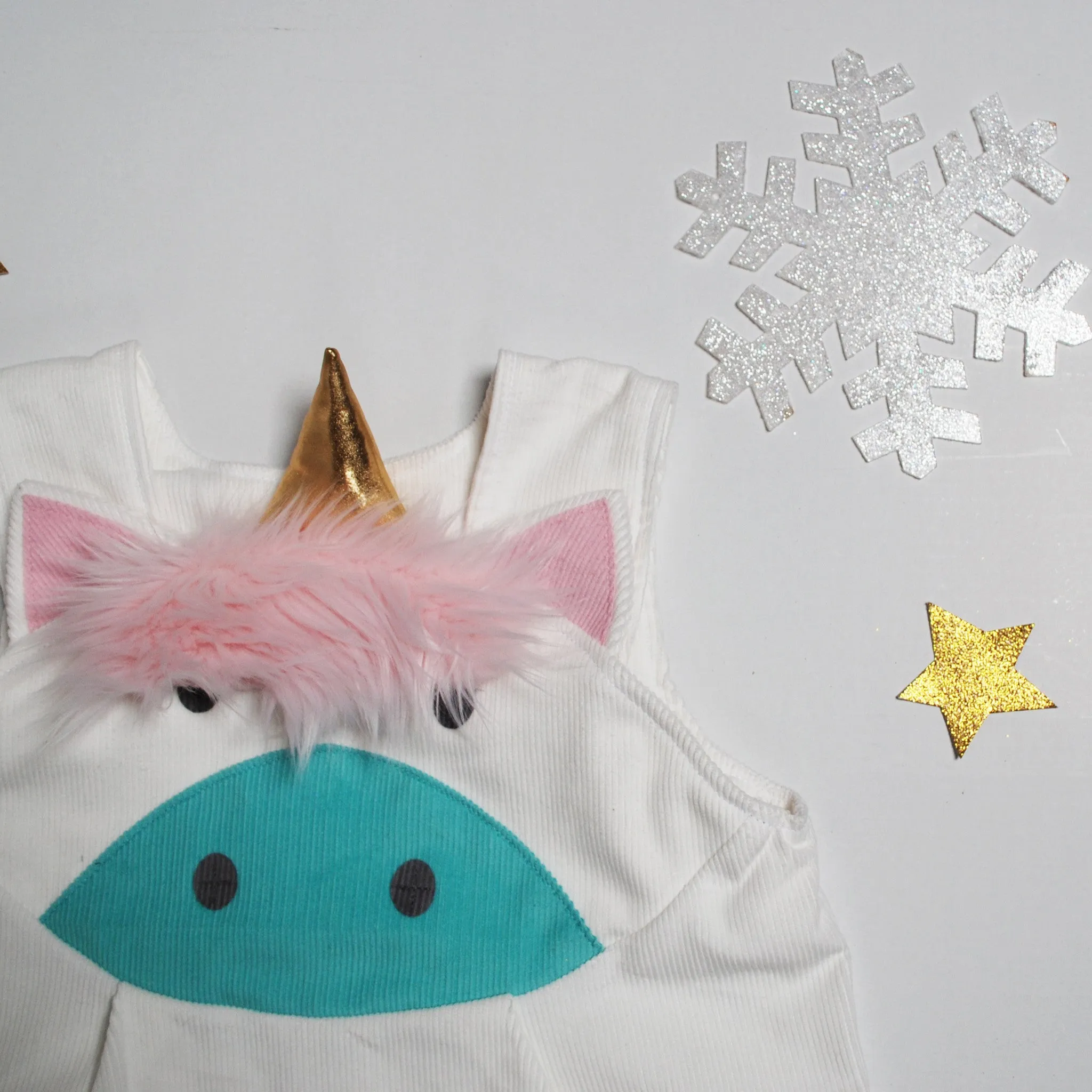 Unicorn Pinafore Dress in Ivory