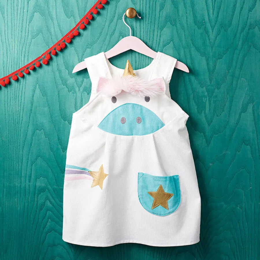 Unicorn Pinafore Dress in Ivory