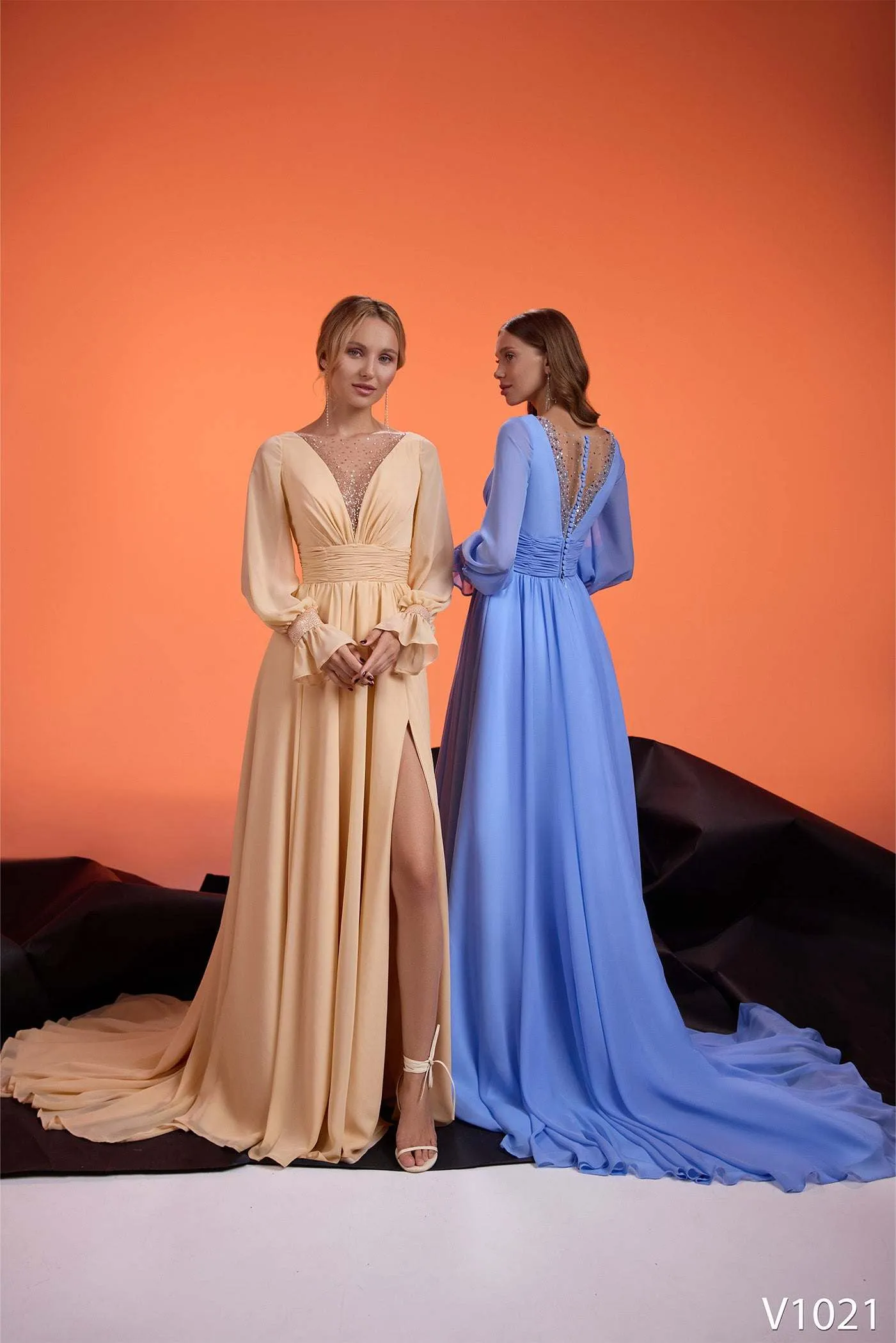 V neck A line formal dress | Dresses for mom of groom | KatrinFAVOR