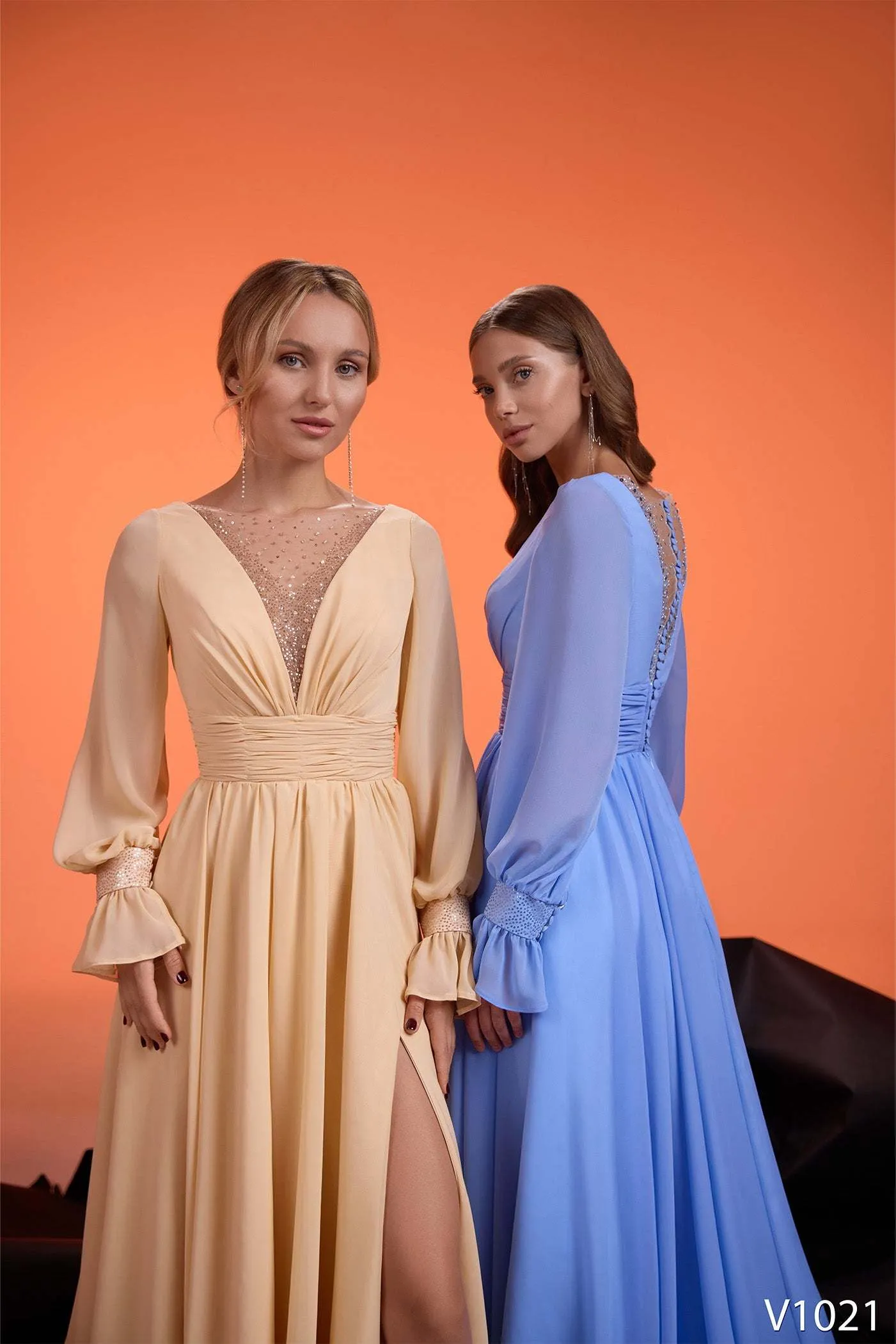 V neck A line formal dress | Dresses for mom of groom | KatrinFAVOR