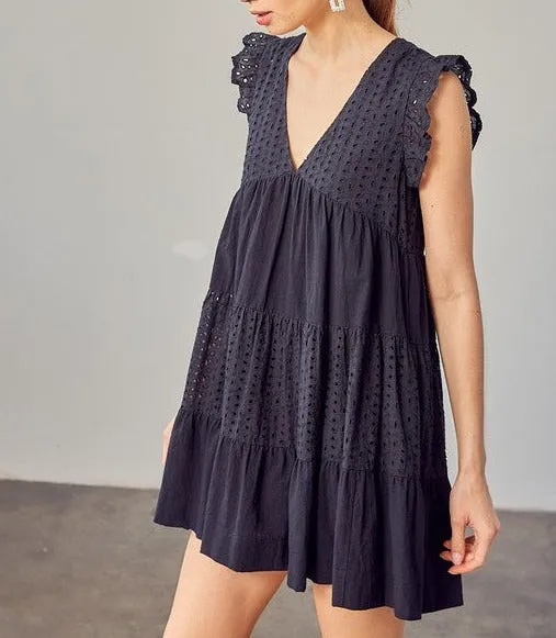 V-Neck Eyelet Dress