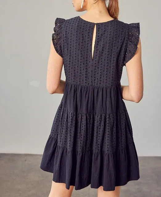 V-Neck Eyelet Dress