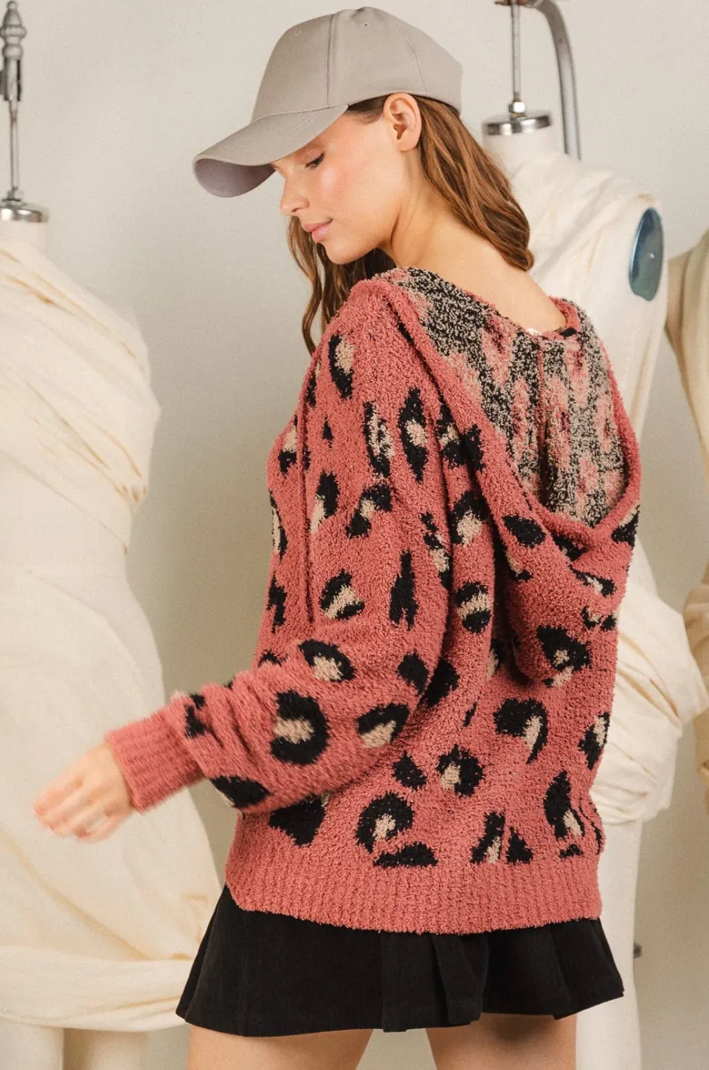 V-Neck Leopard Pullover Sweater