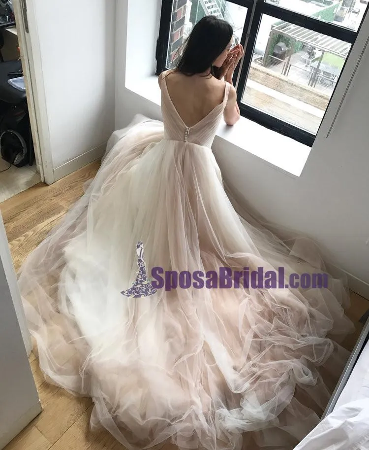 V Neck Simple Soft Fashion New Unique Fashion Handmade High Quality Prom Dresses,  PD0661