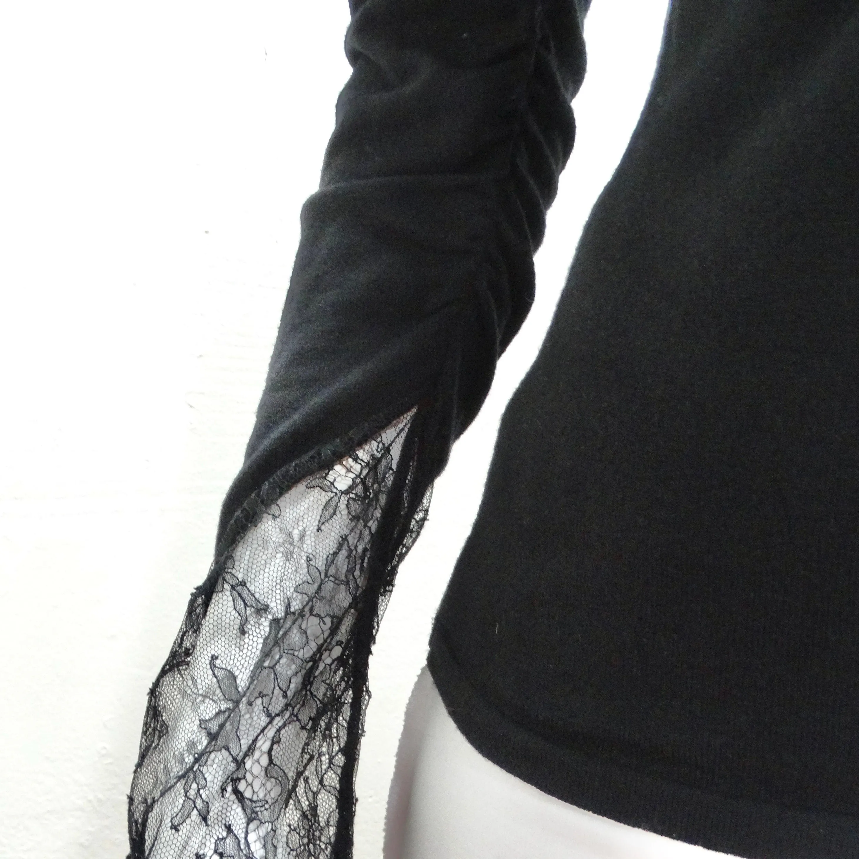 Valentino Long Sleeve Twist Motif Lace Blouse