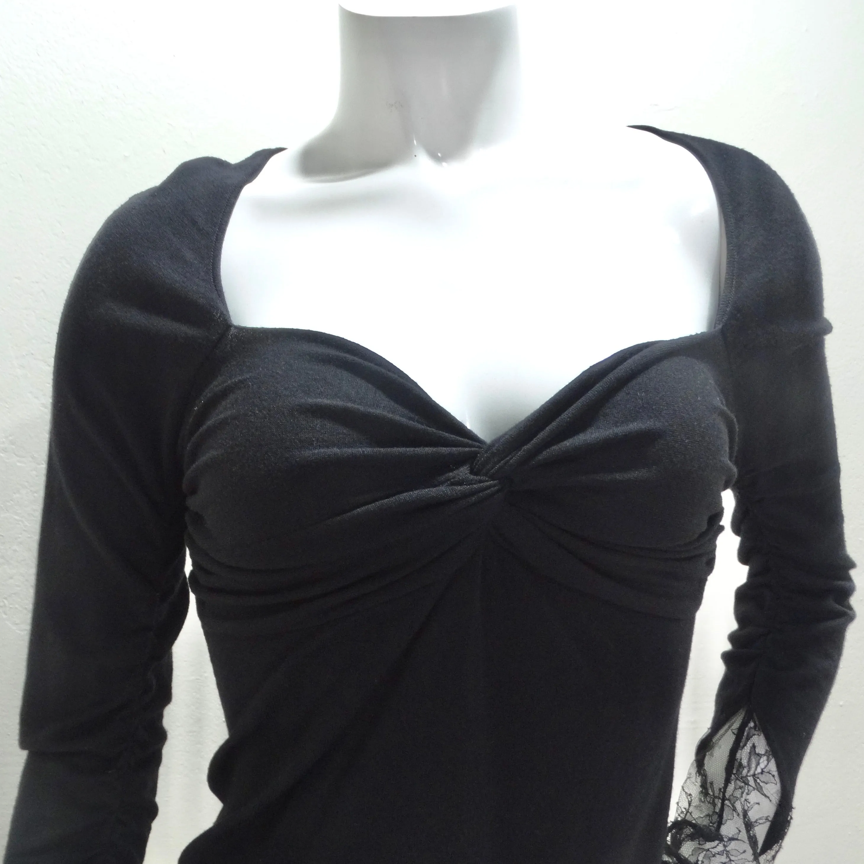 Valentino Long Sleeve Twist Motif Lace Blouse