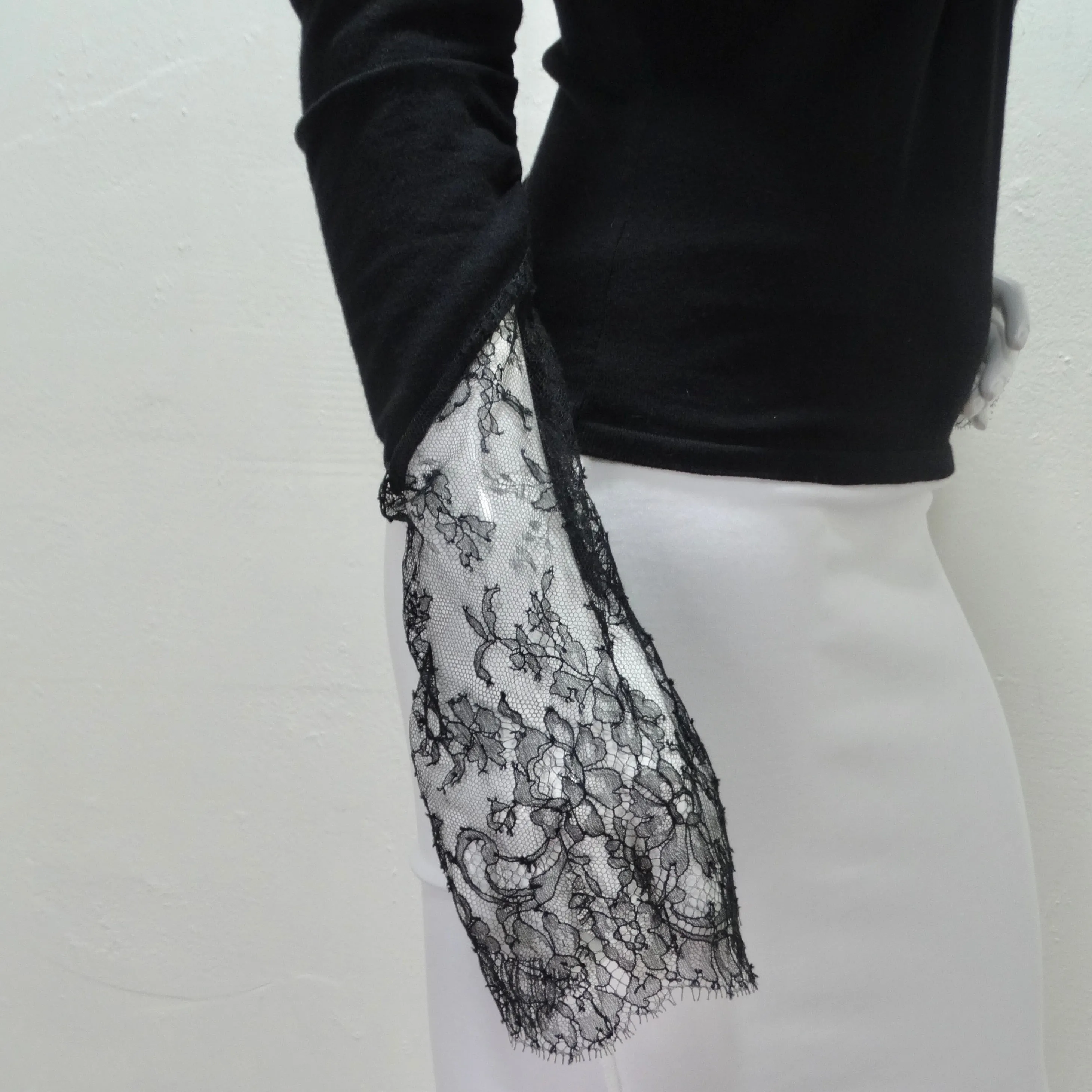 Valentino Long Sleeve Twist Motif Lace Blouse