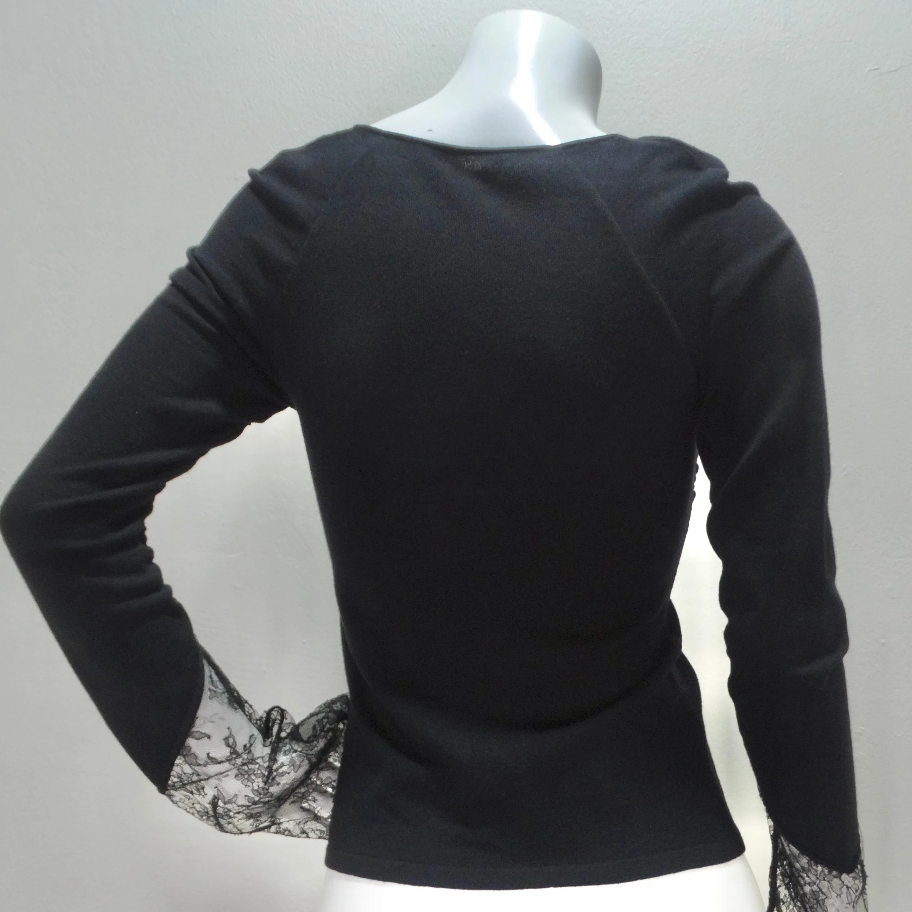 Valentino Long Sleeve Twist Motif Lace Blouse
