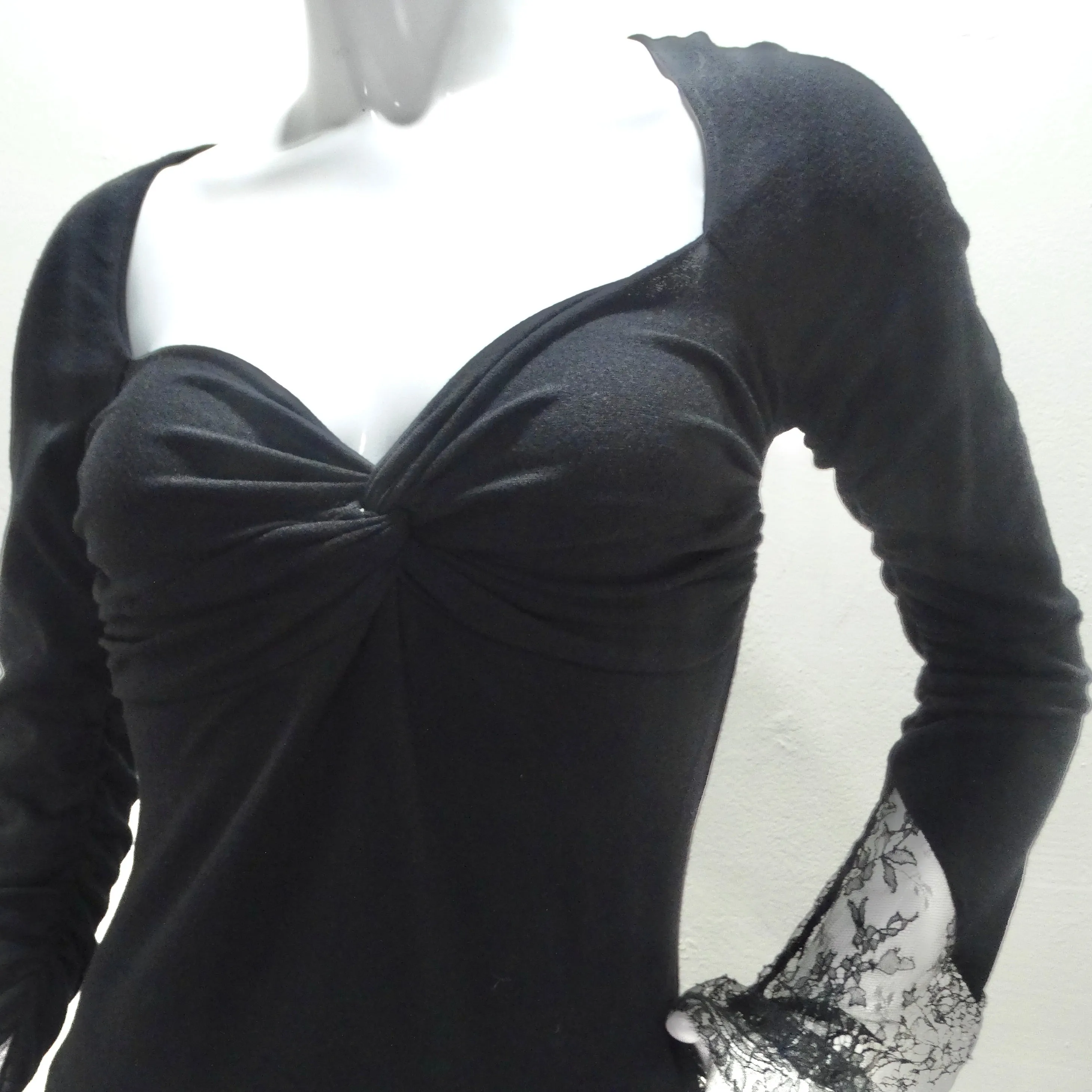 Valentino Long Sleeve Twist Motif Lace Blouse