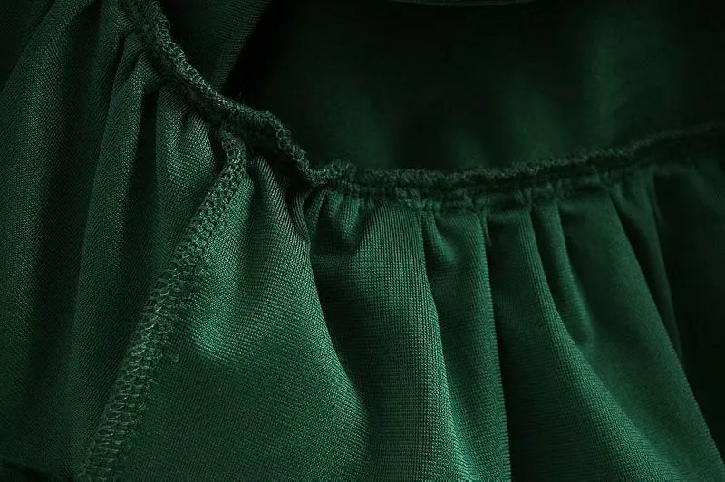 Velvet Flared Sleeve Vintage Splicing Mini Dresses