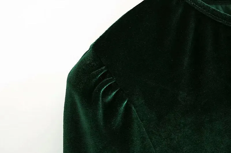 Velvet Flared Sleeve Vintage Splicing Mini Dresses