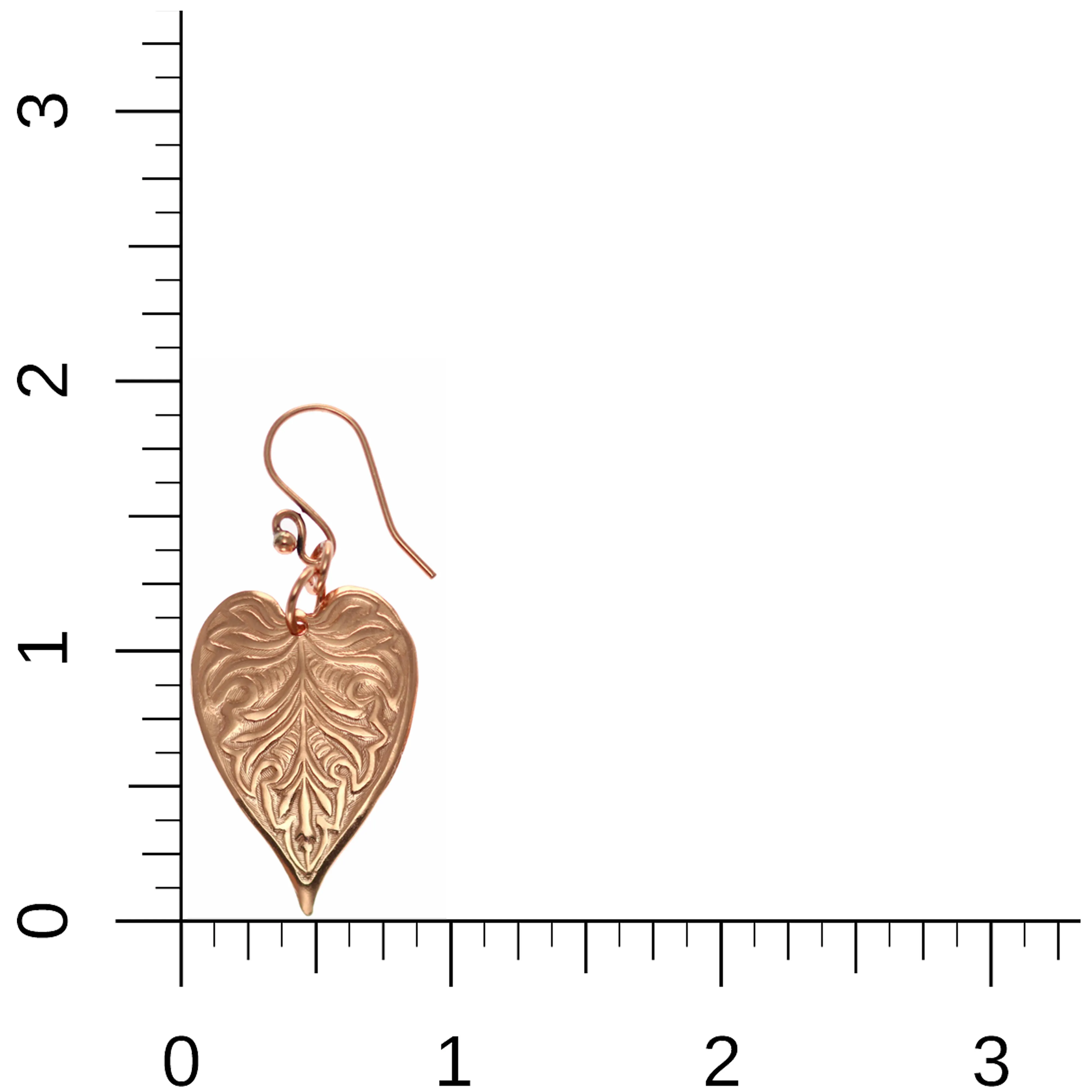 Victorian Copper Heart Leaf Drop Earrings