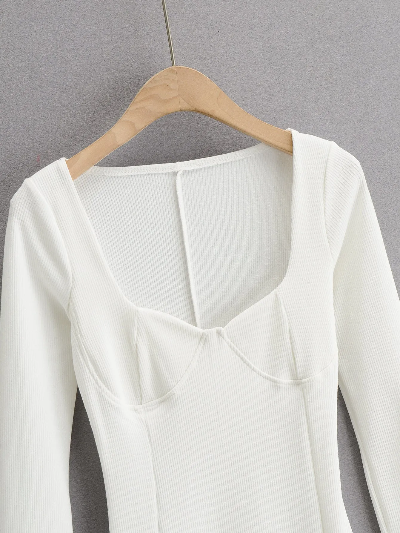 Vintage Square Collar Knit Sweater Midi Dresses