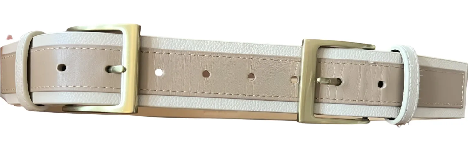 W by Worth Women's Cream Tan Double Buckle Belt – XS