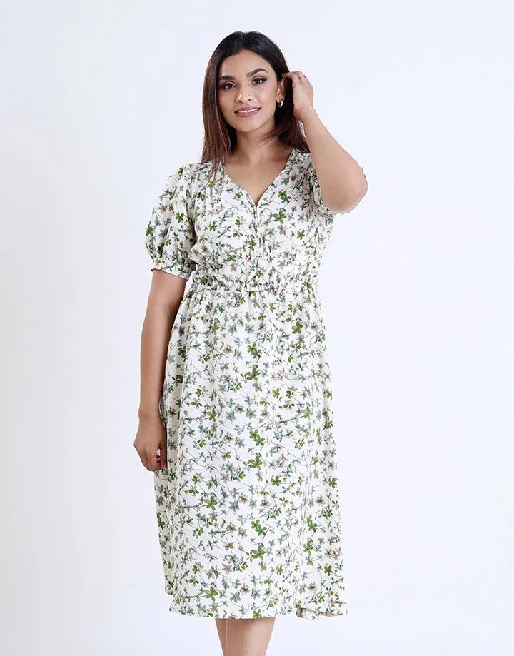 Waist Elasticated Printed Dress