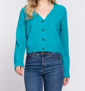 Waist Length Button Down Sweater