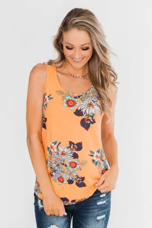 Waiting For You Floral Tank Top- Light Orange