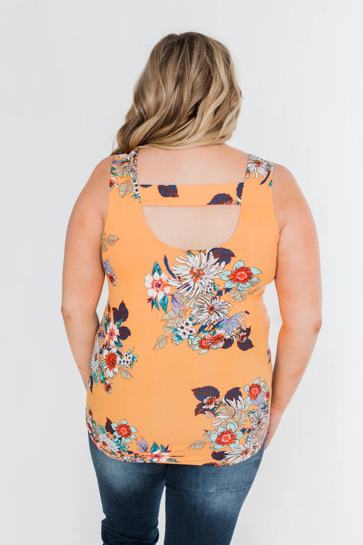 Waiting For You Floral Tank Top- Light Orange