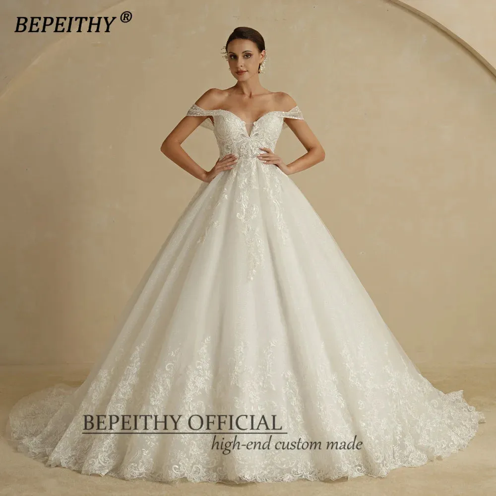 Wedding Dress For Women Ivory Glitter Skirt Sleeveless Court Train Vintage