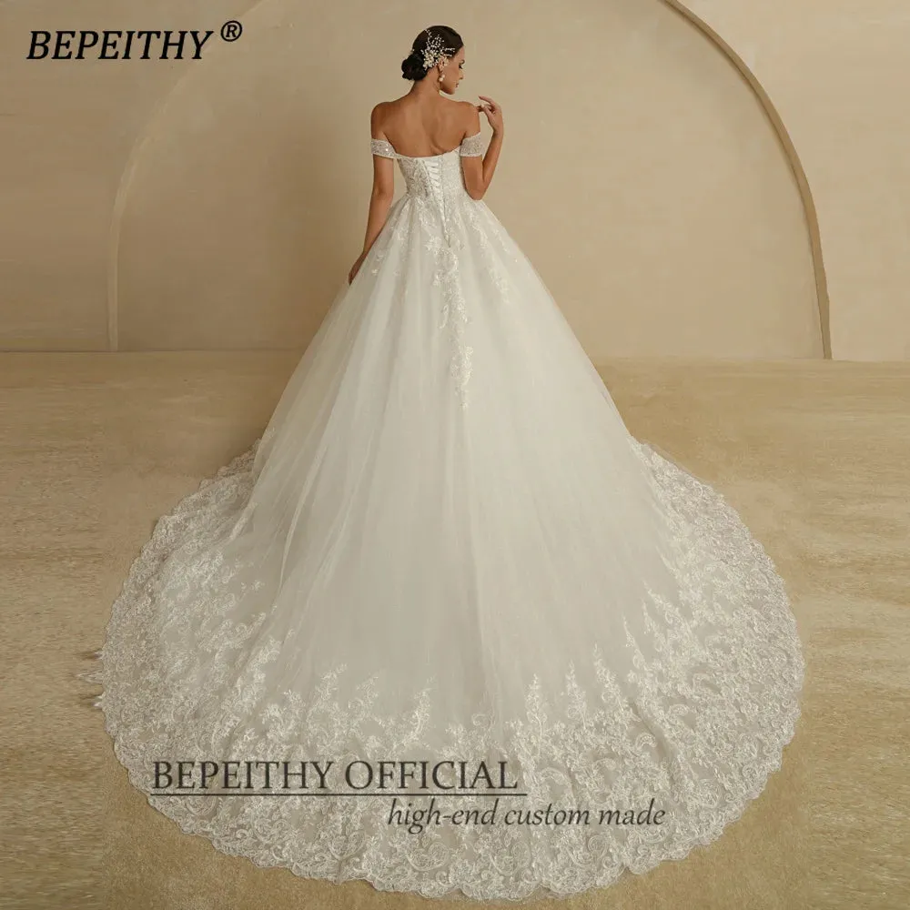 Wedding Dress For Women Ivory Glitter Skirt Sleeveless Court Train Vintage