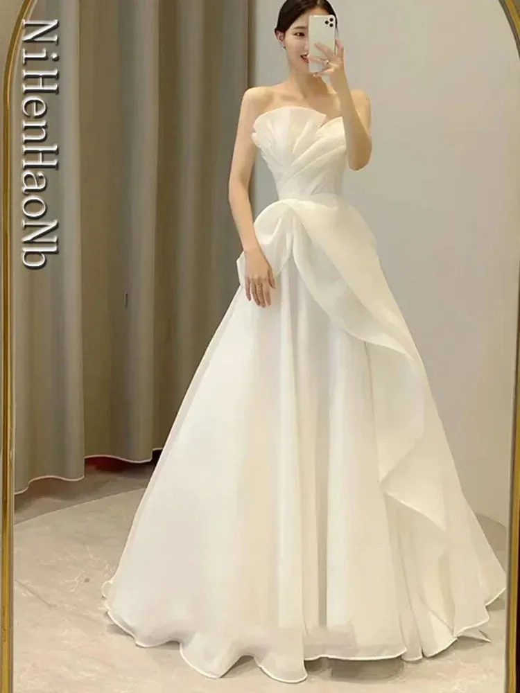Wedding Dresses Strapless Fashion Bride Dress Vestidos De Novia