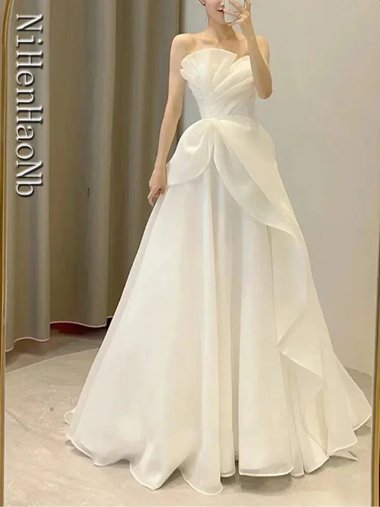 Wedding Dresses Strapless Fashion Bride Dress Vestidos De Novia