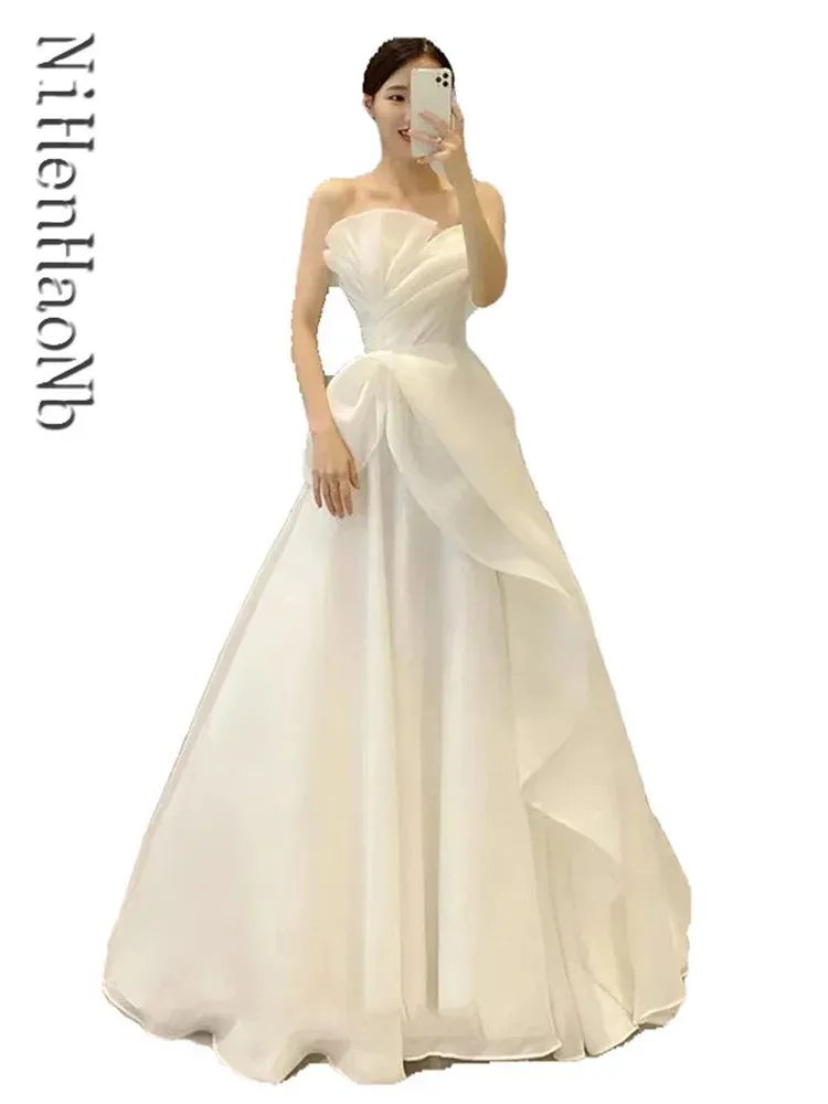 Wedding Dresses Strapless Fashion Bride Dress Vestidos De Novia