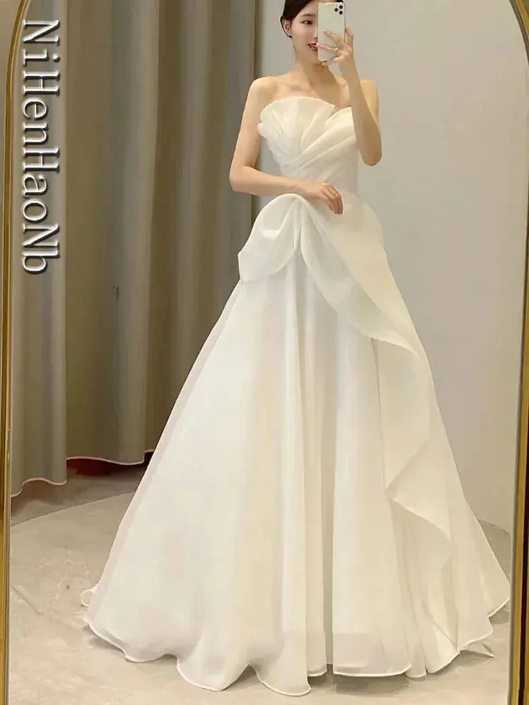 Wedding Dresses Strapless Fashion Bride Dress Vestidos De Novia
