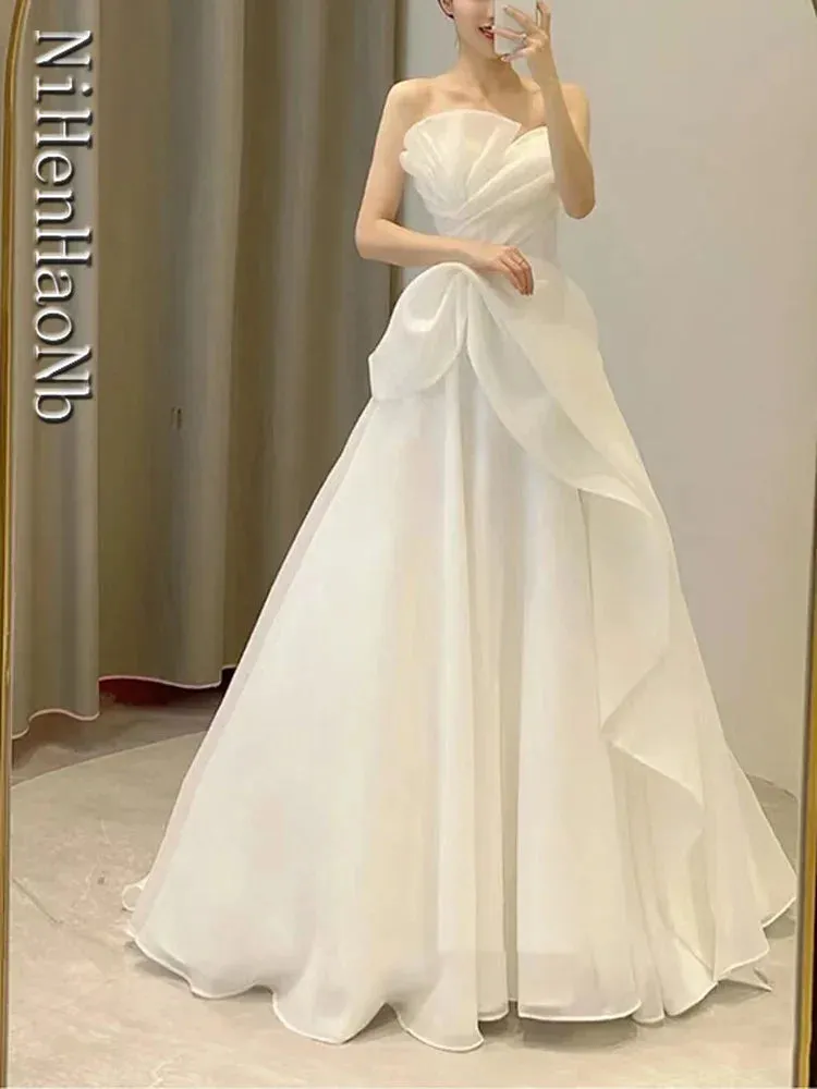 Wedding Dresses Strapless Fashion Bride Dress Vestidos De Novia