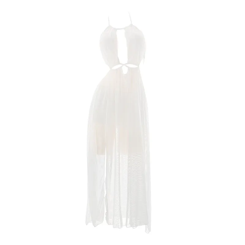 White hollow out long skirt  KF70282
