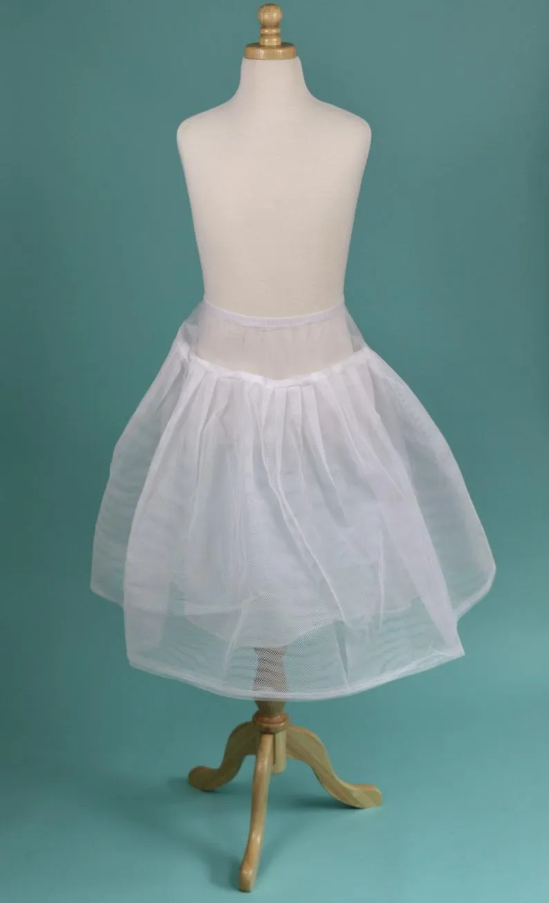White Shantung Flower Girl Dresses, White Shantung Smocked Dresses add Petticoat and Headpiece