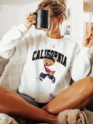 White Typography Relaxed Sweatshirt